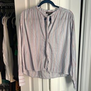 J. Crew Women's Blue and Red Striped Top